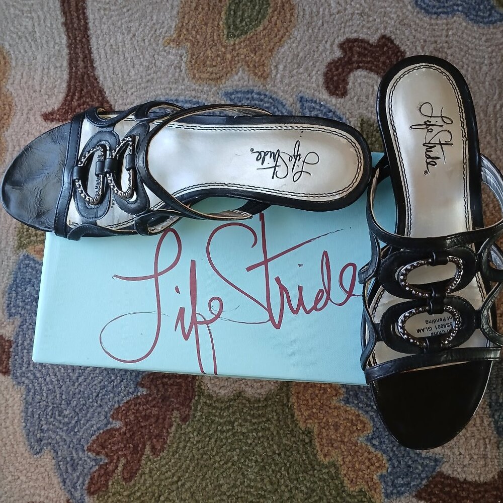 Life Stride Black Glam Sandals